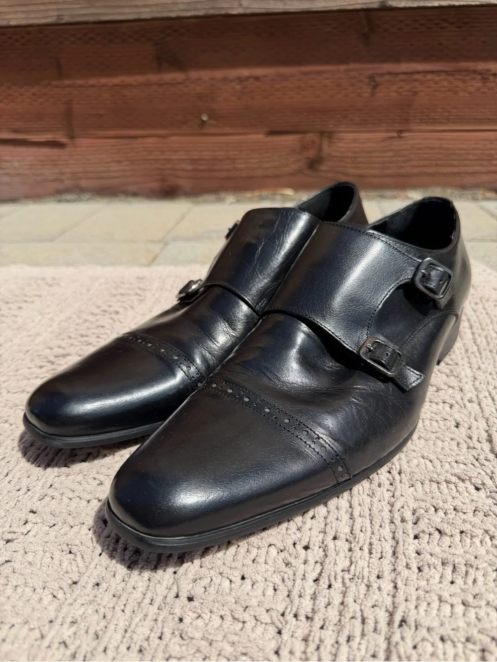Aldo Men's Double Monk Strap Black Dress Shoes